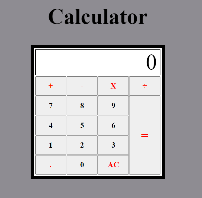 A Simple Calculator built using HTML, CSS and Vanilla Javascript