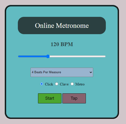 A Metronome built using HTML, CSS and Vanilla Javascript
